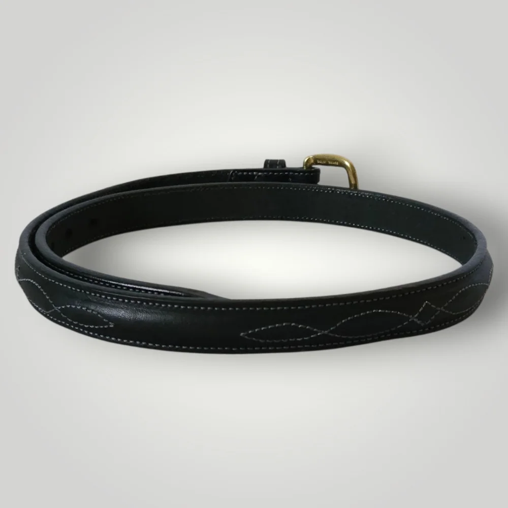 Tory Leather Co. Womens Black English Bridle Leather Belt 28‎ Solid Brass Buckle
